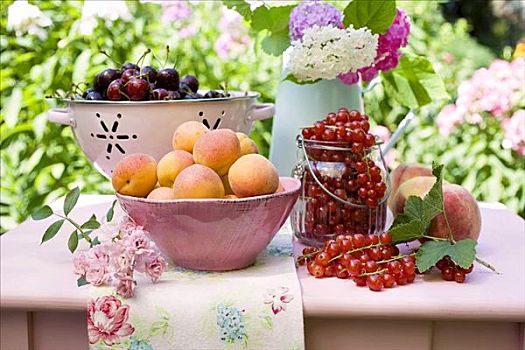 选择,水果,桌子,花园