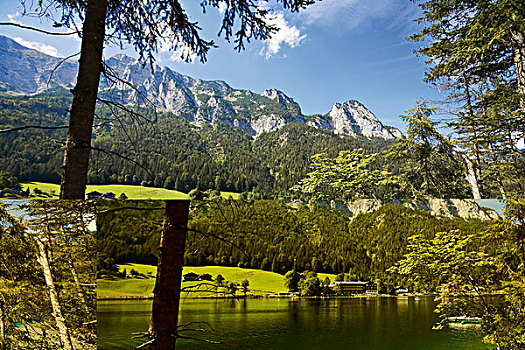 山峦,湖,拉姆绍,阿尔卑斯山,上巴伐利亚,巴伐利亚,德国,欧洲