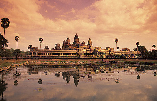 柬埔寨,吴哥,吴哥窟,反射,水塘