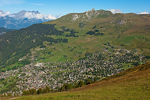 风景,山村,韦尔比耶,瓦莱州,瑞士,欧洲