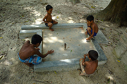 孟加拉人,乡村,男孩,孟加拉,六月,2007年