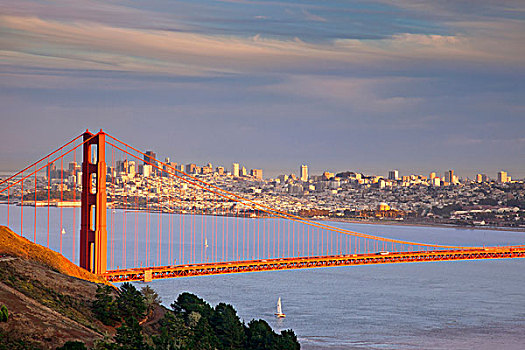 黄昏,高处,旧金山,加利福尼亚,美国