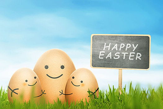 高兴,复活节彩蛋,标识,草地