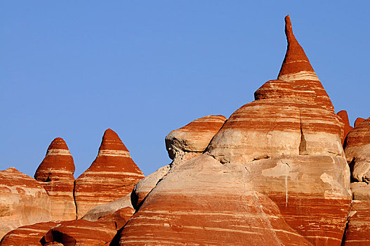 彩色,怪岩柱,沙岩构造,蓝色,峡谷,亚利桑那,美国,北美