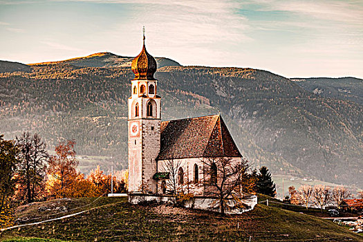 传统,教堂,山,白云岩,意大利