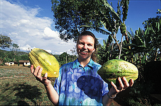 农民,木瓜,坦桑尼亚,非洲,十一月,2002年