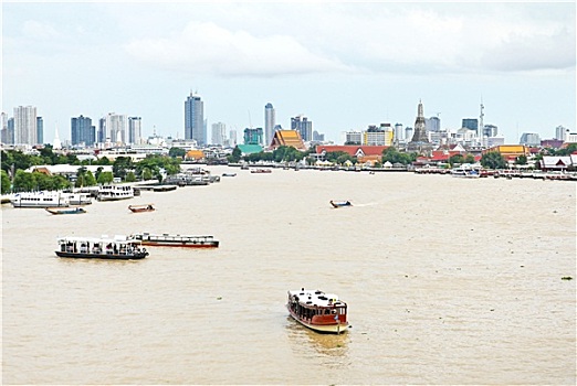 航拍,曼谷,城市,湄南河