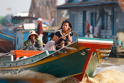 柬埔寨,收获,漂浮,乡村