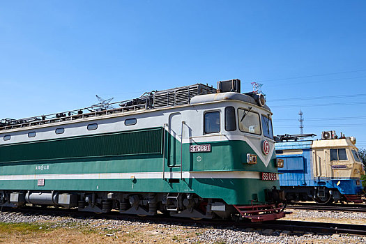 北京铁道博物馆里的老式火车,火车头