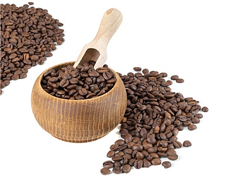 咖啡豆,碗,木质,铲