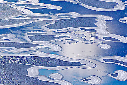 俯视,冰,图案,早,冬天,冰川国家公园,蒙大拿,美国