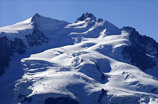 顶峰,粉色,山丘,策马特峰,瓦莱,瑞士