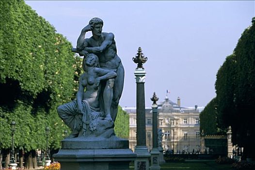 法国,巴黎,雕塑,卢森堡,参议院,背影
