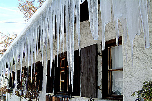 房子,屋顶,冰柱,住宅,窗户,特写,季节,冬天,冰,水龙头,冷冻,冷冰冰,寒冷,危险,草地