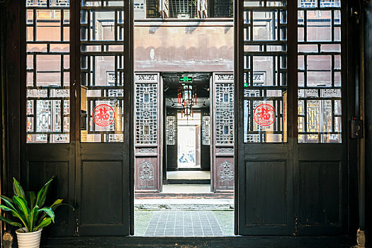 中式实木隔扇门窗,南京甘熙故居