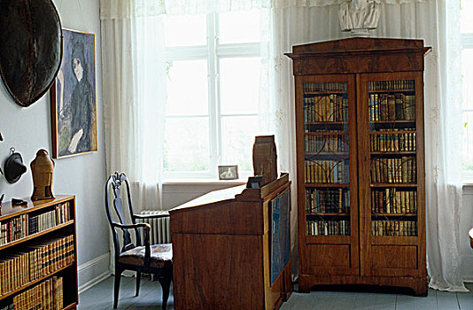 肖像,克伦邦,后面,书桌,学习,房间,许多,著名