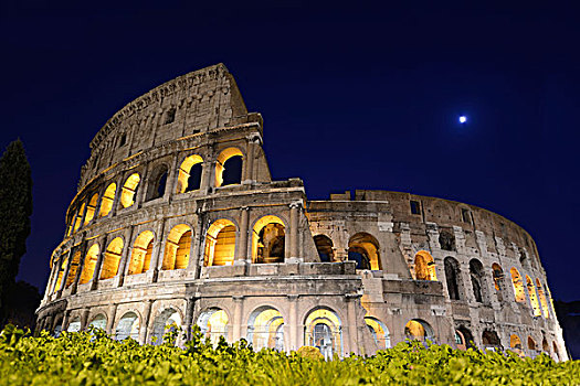 罗马角斗场,夜晚,罗马,意大利,欧洲