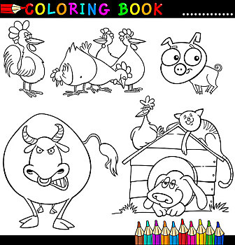 家畜,上色画册,书页