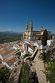 风景,摩尔风格,城堡,教堂,圣荷塞,奥维拉,白色,乡村,安达卢西亚,西班牙,欧洲