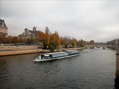 人群,渡轮,河,塞纳河,巴黎,法国