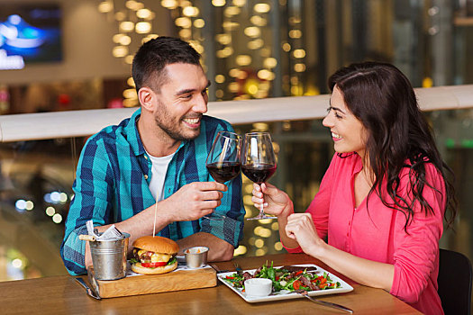 幸福伴侣,就餐,喝,葡萄酒,餐馆