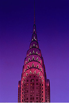 上面,克莱斯勒大厦,夜晚,纽约,美国