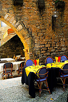 餐馆,内庭,中世纪,墙壁,萨尔拉,区域,法国