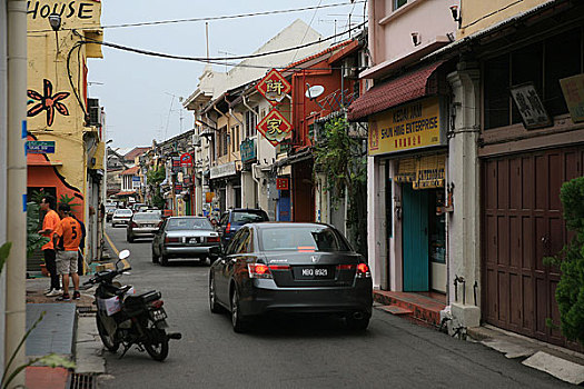 马来西亚,马六甲城是马来西亚最古老的历史名城,这是马六甲的街道