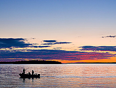 晚间,钓鱼,乔治亚湾,休伦湖,安大略省