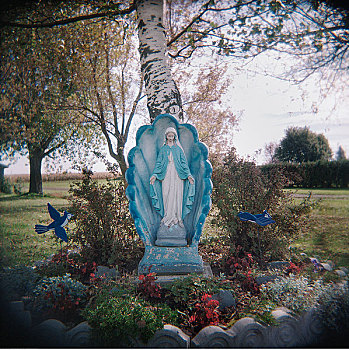 雕塑,圣母玛利亚,花园
