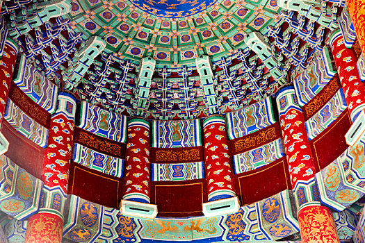 天坛祈年殿内景柱子与穹顶