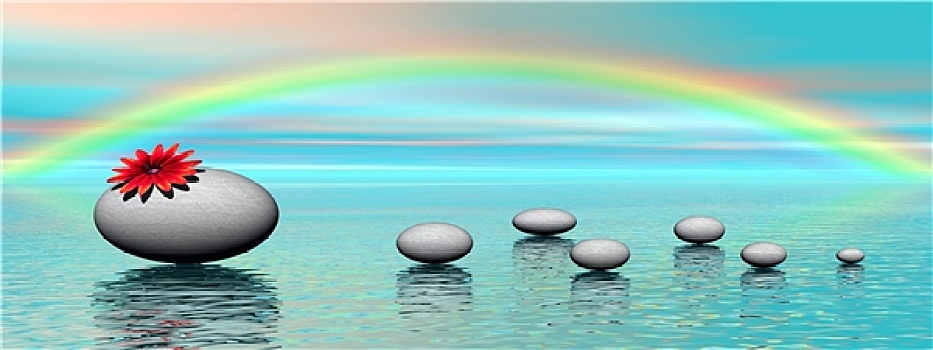 禅,石头,彩虹