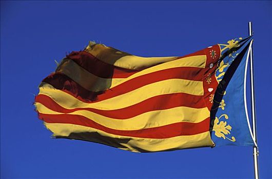 瓦伦西亚,旗帜,风,西班牙,欧洲