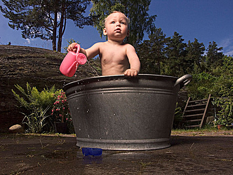 婴儿,浴,洒水壶