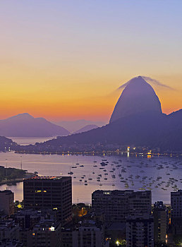 附近,博塔福戈,面包山,日出,里约热内卢,巴西,南美