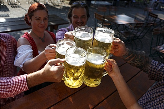 人,喝,啤酒,传统,巴伐利亚,啤酒坊