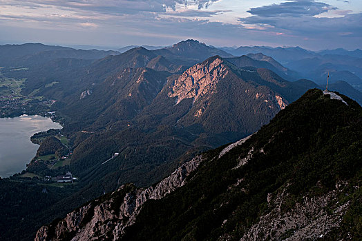 风景,科赫尔湖,瓦尔幸湖,山,巴伐利亚,德国