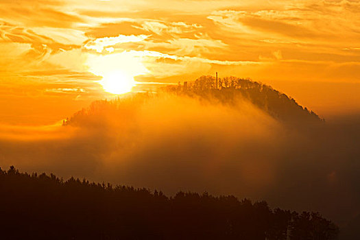 雾状,风景,巴登符腾堡,德国,欧洲