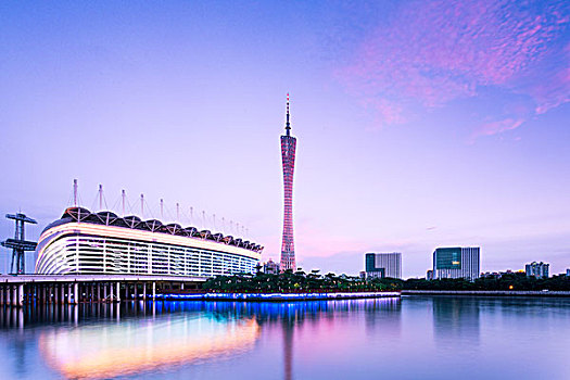 现代建筑,广州,塔,靠近,河