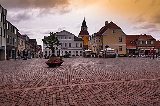 城镇广场,路边咖啡馆,丹麦