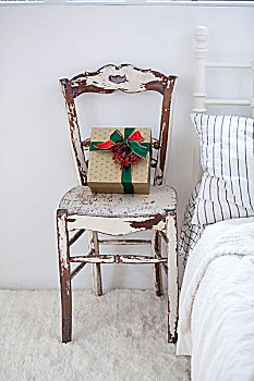 圣诞礼物,盒子,生锈,椅子