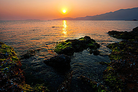 惠州,海边,礁石,日落