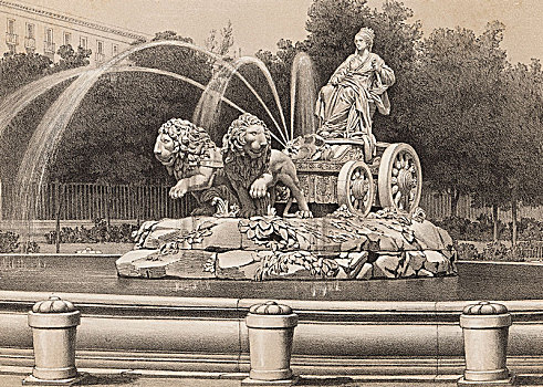 西贝里斯广场喷泉,马德里,工作