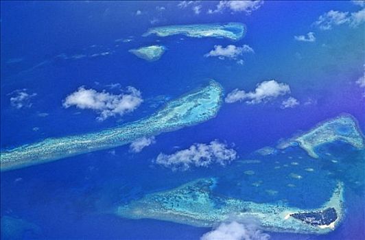 马尔代夫,航拍,环礁
