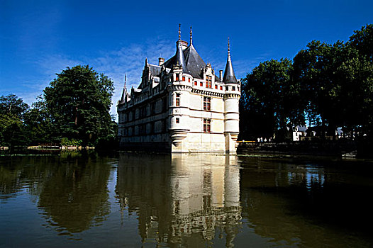法国,卢瓦尔河,区域,靠近,希侬,安杰雷城堡,城堡,护城河
