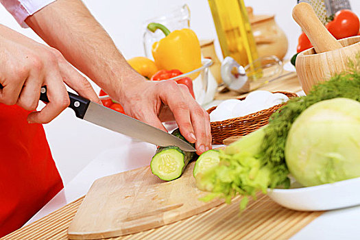 新鲜,蔬菜,切削,刀