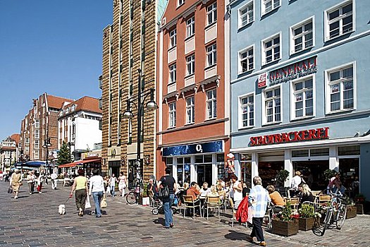街边咖啡,步行街,罗斯托克,德国