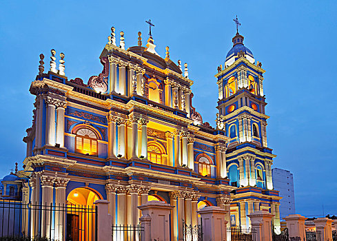 光亮,教堂,黎明,阿根廷,南美