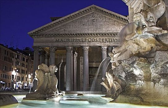 夜景,祠庙,罗马,意大利,欧洲