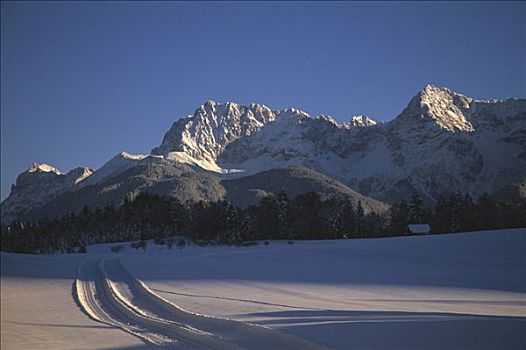 山峦,冬天,越野,巴伐利亚,德国